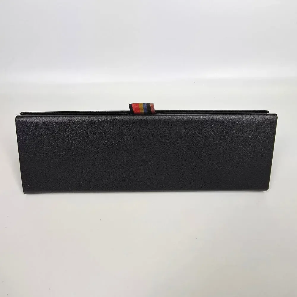 PAUL SMITH TRIANGLE HARD SHELL EYEGLASS CASE + MULTI‑STRIPE CLOTH – BLACK – 6